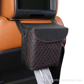 Waterproof Leather Durable Car Trash Can with Lid
